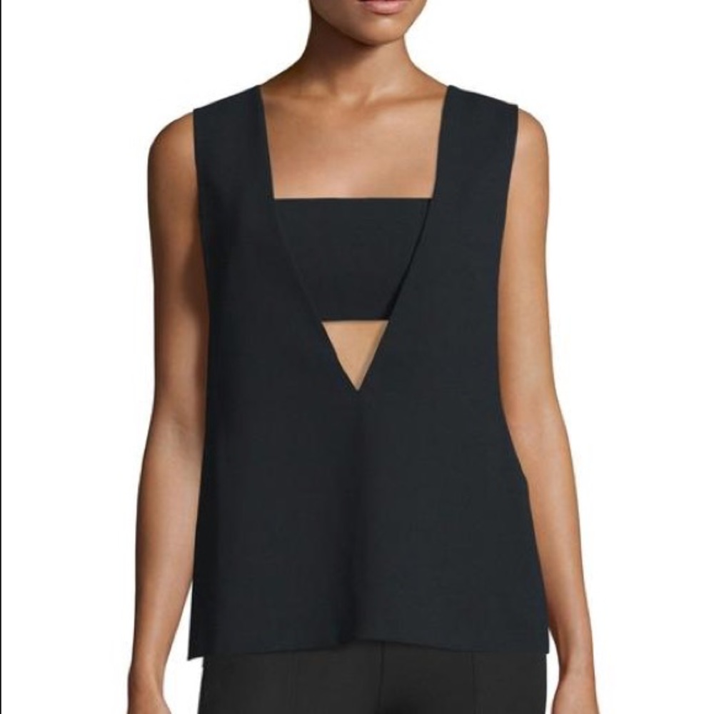 T by Alexander Wang Black Crepe Low V Bandeau Tank